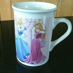 Vintage Mug Disney 5 Princesses Cup Cinderella Aurora Rapunzel Tiana Belle Drink